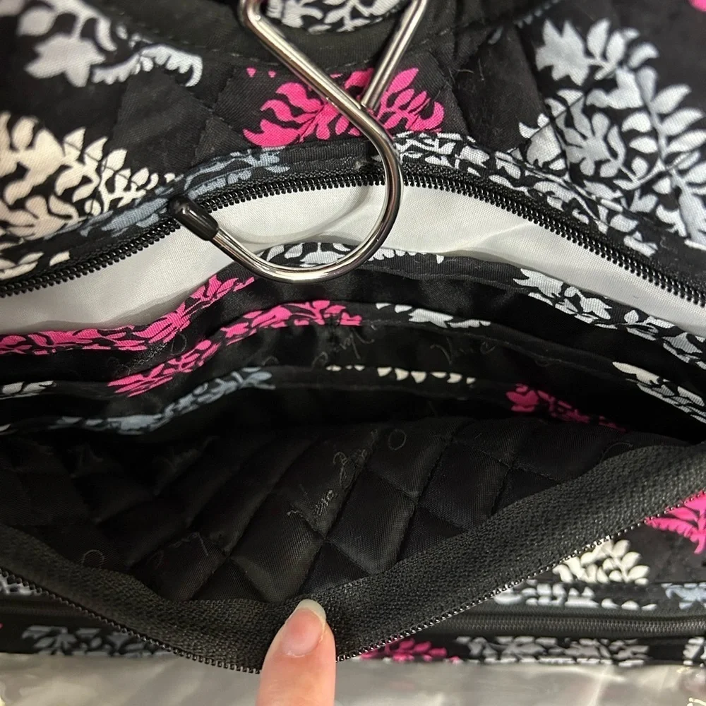 Vera Bradley black and pink foldable hanging cosmetic travel bag